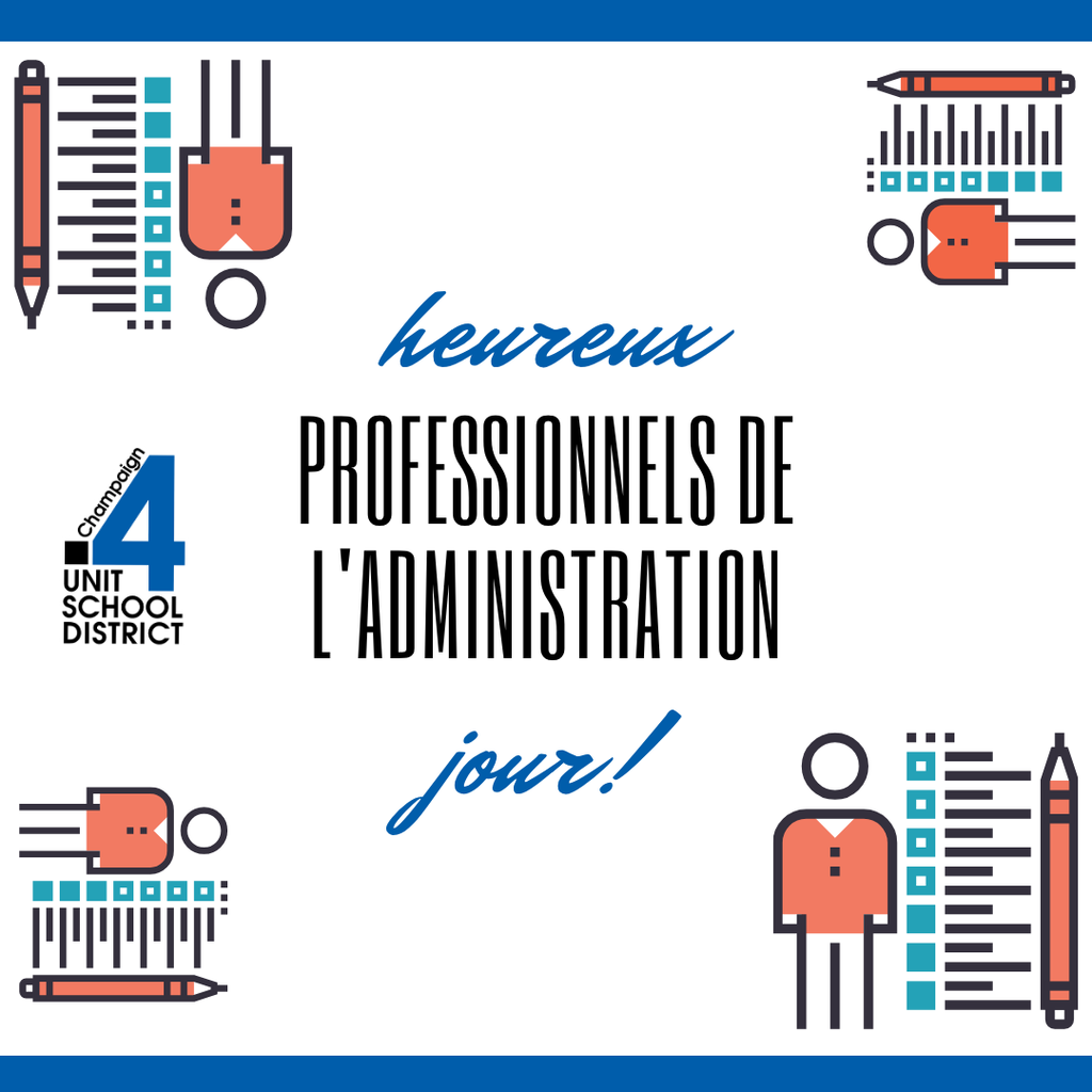 Graphic showing four professionals with a focus on administration, featuring various icons like pencils, books, and charts.