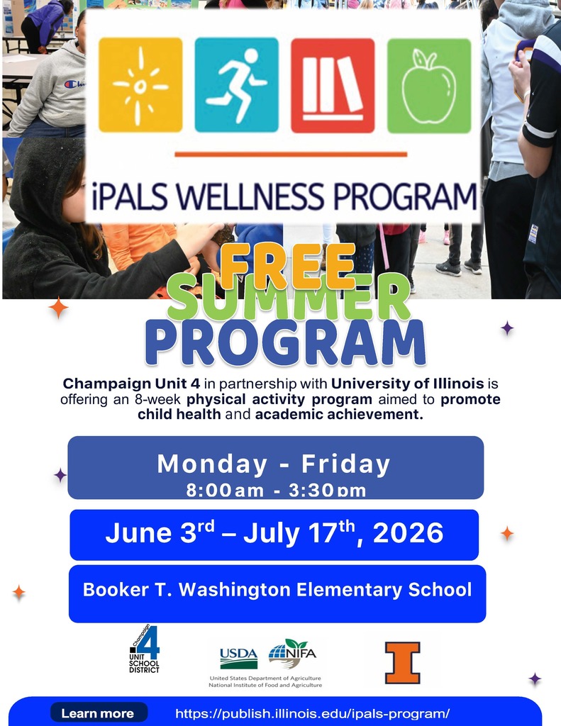 A flyer for the iPALS Wellness Program free summer program at Booker T. Washington Elementary School.