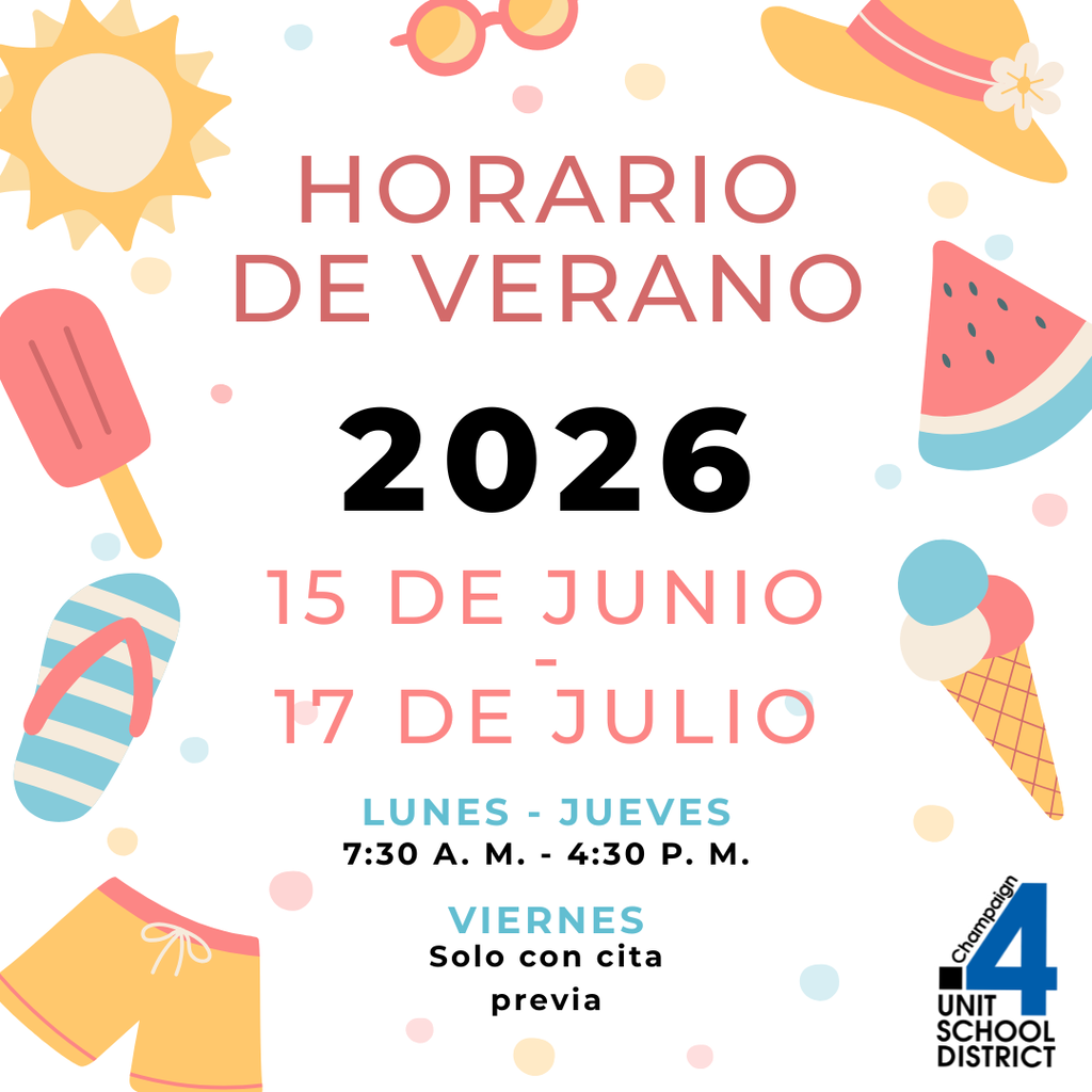 A poster shows summer schedule for 2026. Dates are 15 June to 17 July. Times are Monday to Thursday, 7:30am to 4:30pm.