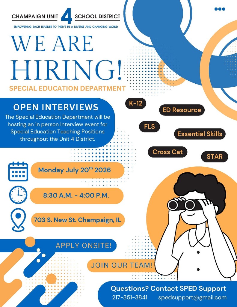 An advertisement for a hiring event. A person in a white shirt holds binoculars. Blue and white text provides details.
