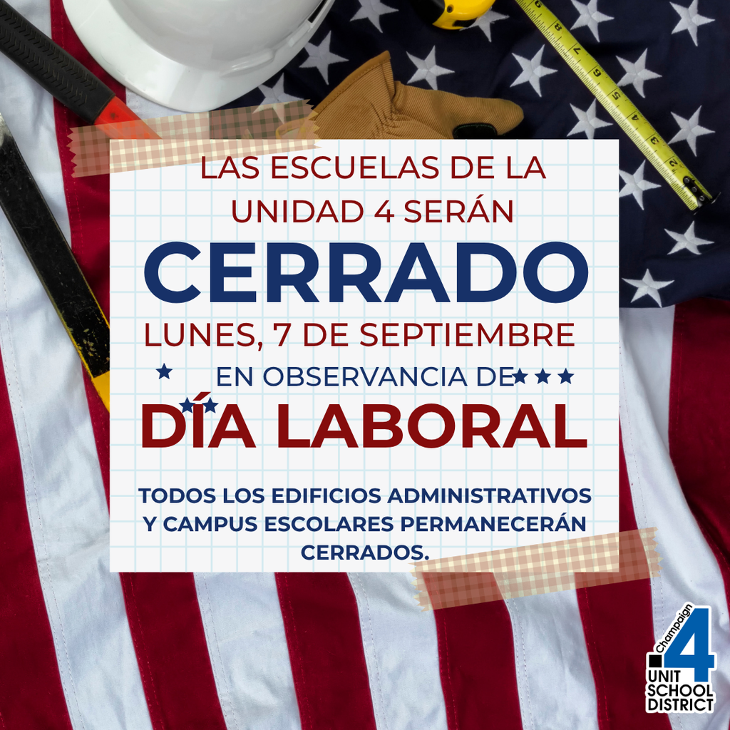A flyer on a flag. It says all schools will be closed on Labor Day, September 7th.