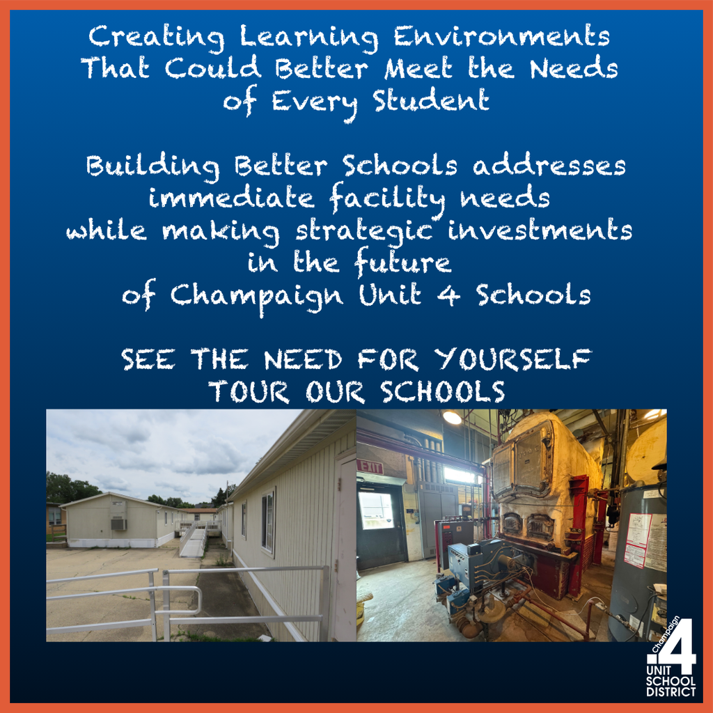 An infographic with text and images of school buildings and infrastructure, emphasizing the need for improvements.