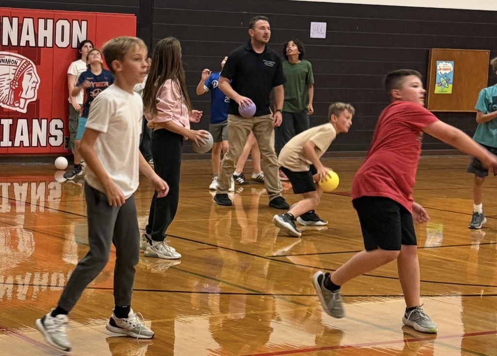 We spot Sergeant Blough playing a friendly game of dodge ball with some of our 6th grade students!