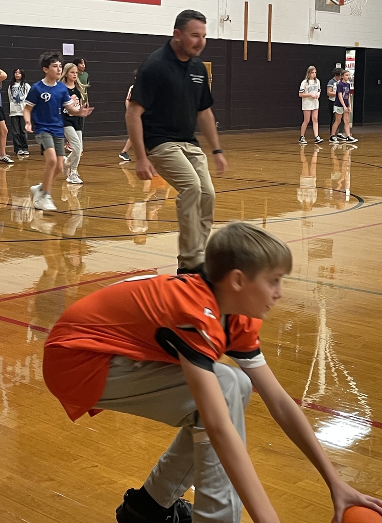 We spot Sergeant Blough playing a friendly game of dodge ball with some of our 6th grade students!