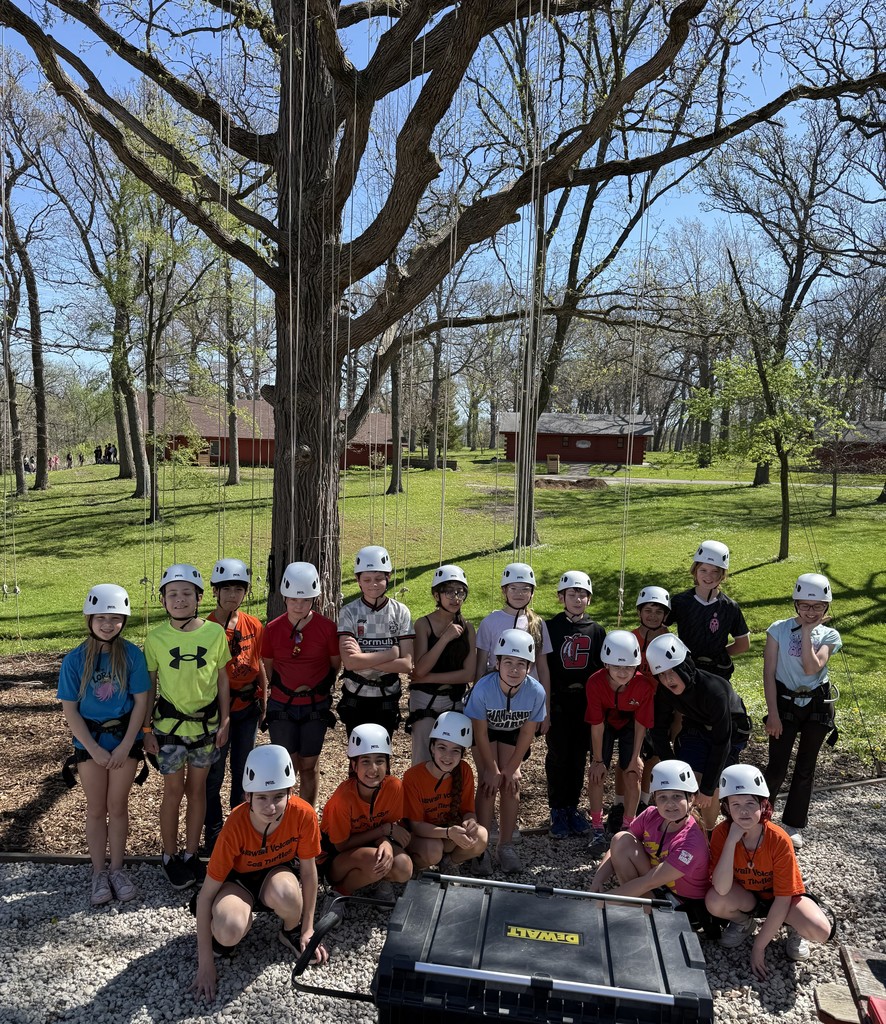 Reaching new heights!  Our 5th graders showed courage, teamwork, and determination on the ropes course at Camp Manitoqua.