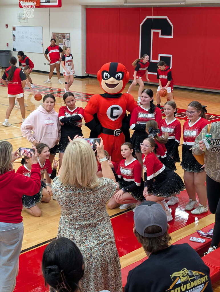 Rowdy with cheer team 2