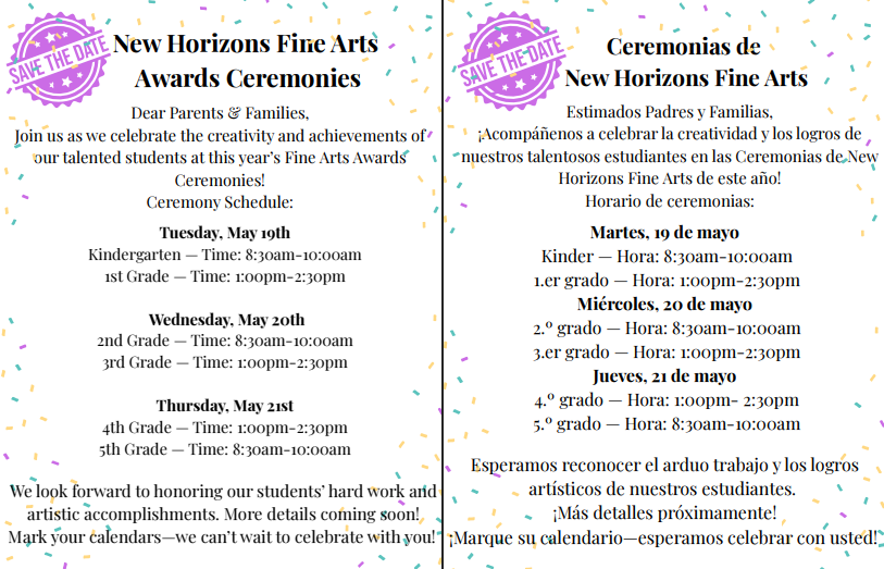 Awards Ceremonies Schedule