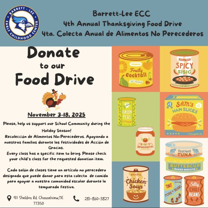 Thanksgiving Food Drive Flyer - November 3-18