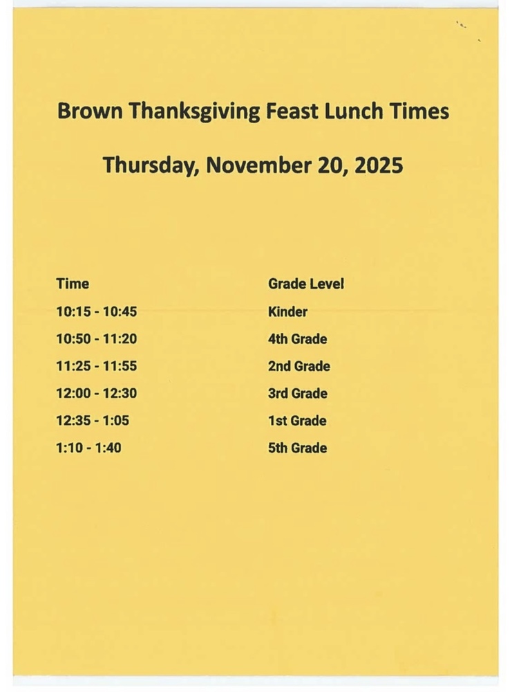 Thanksgiving feast lunch schedule 