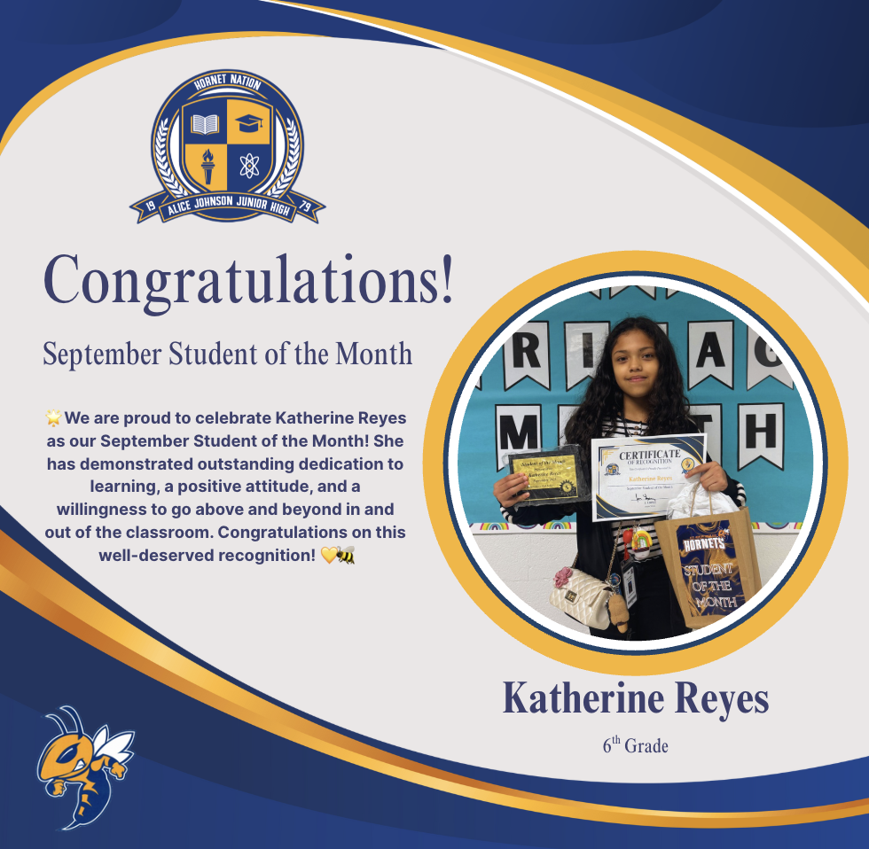 Katherine Reyes, September Student of the Month