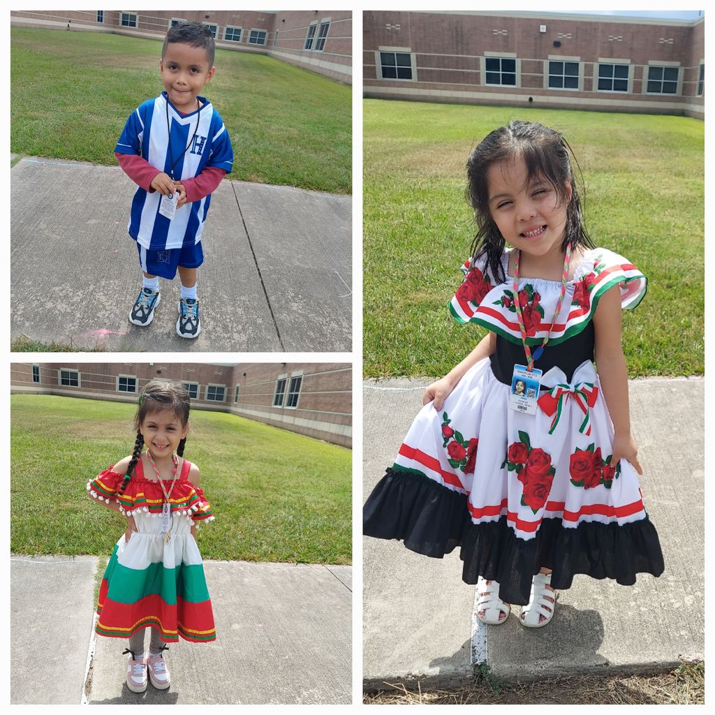 Students wearing the colors of their country's flag for Hispanic Heritage.