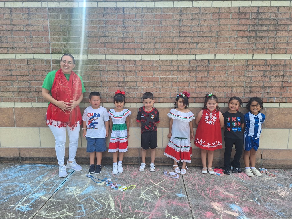Students wearing the colors of their country's flag for Hispanic Heritage.