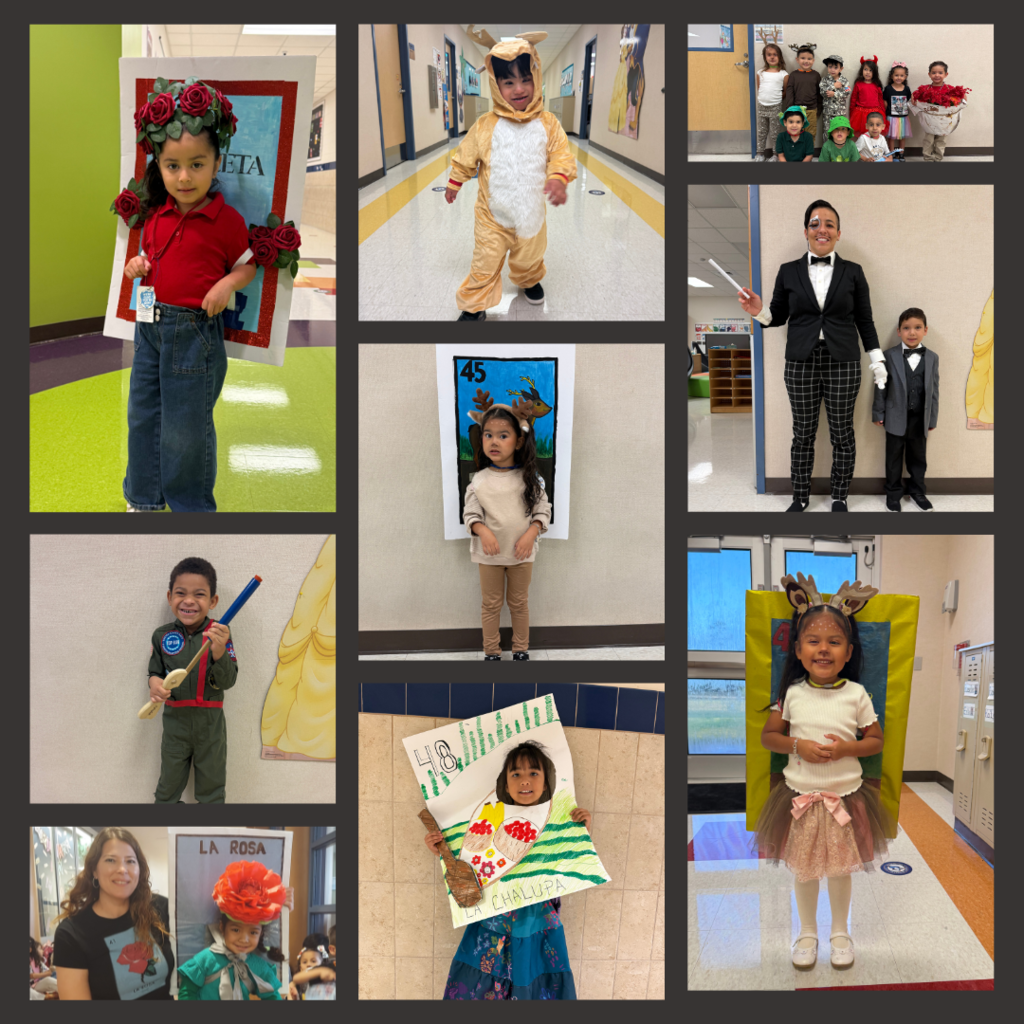 Students and staff dressed up as Loteria Cards