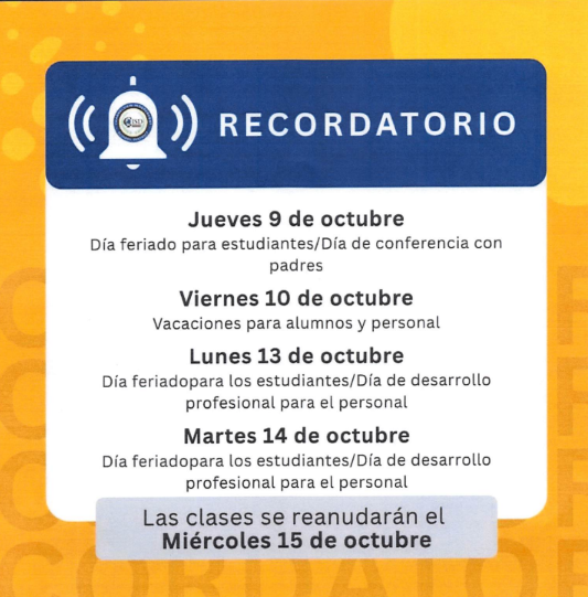 Reminder / Recordatorio