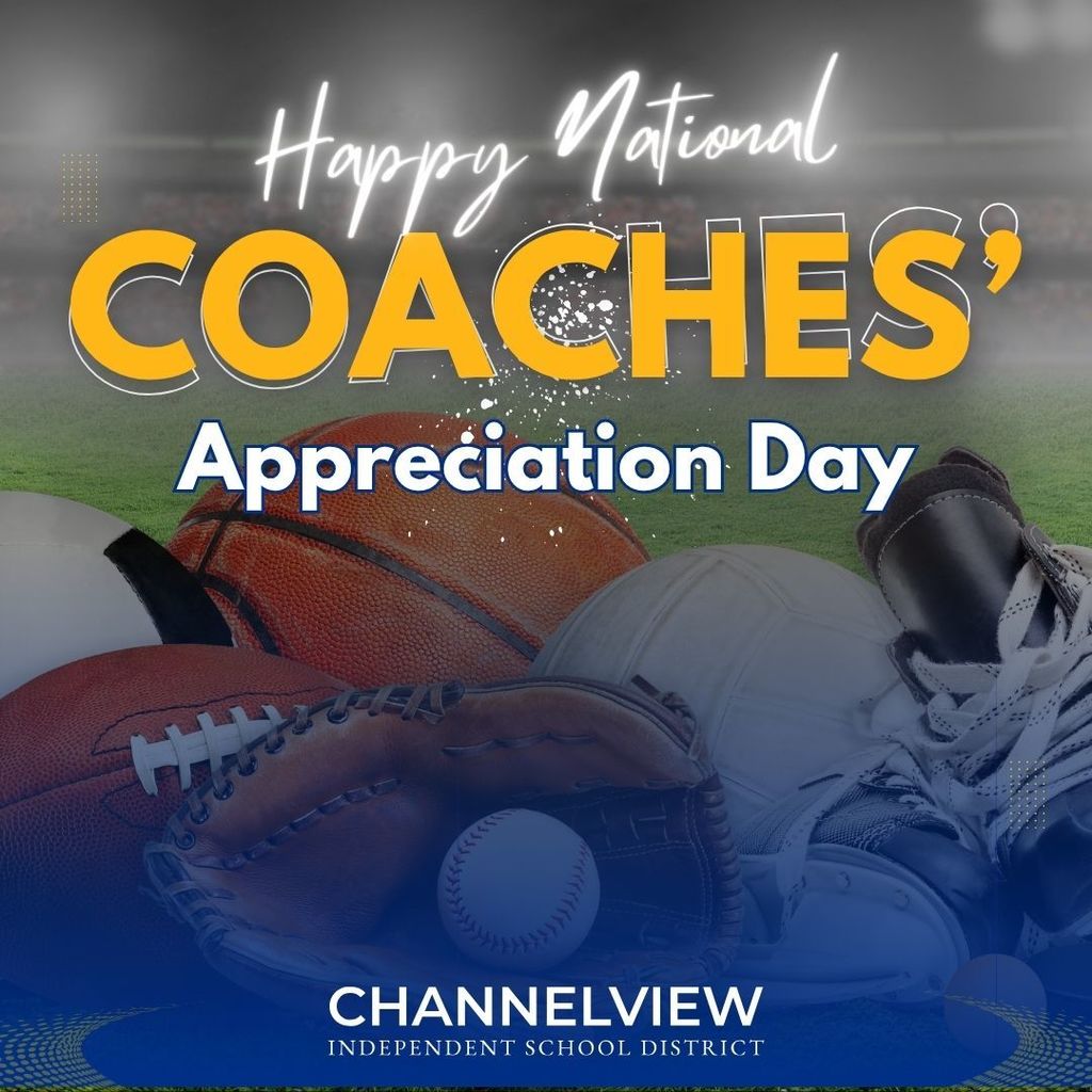 Happy National Coaches Appreciation Day on a stadium with different sports balls
