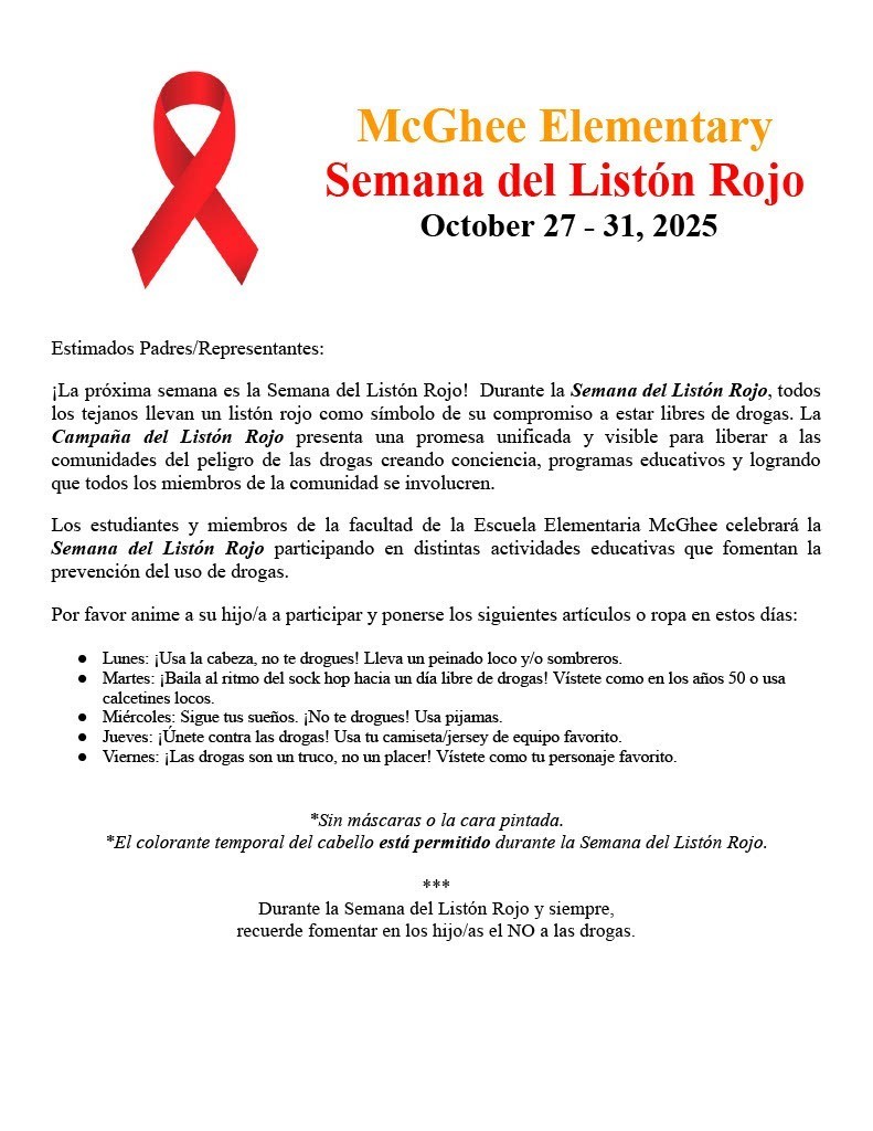 informacion sobre liston rojo. lunes lleva peinando loco o sombrero, martes viste como los anos 50, miercoles usa pijamas, jueves usa to camisa favorita de equipo favorito, viernes viste como tu personaje favorito
