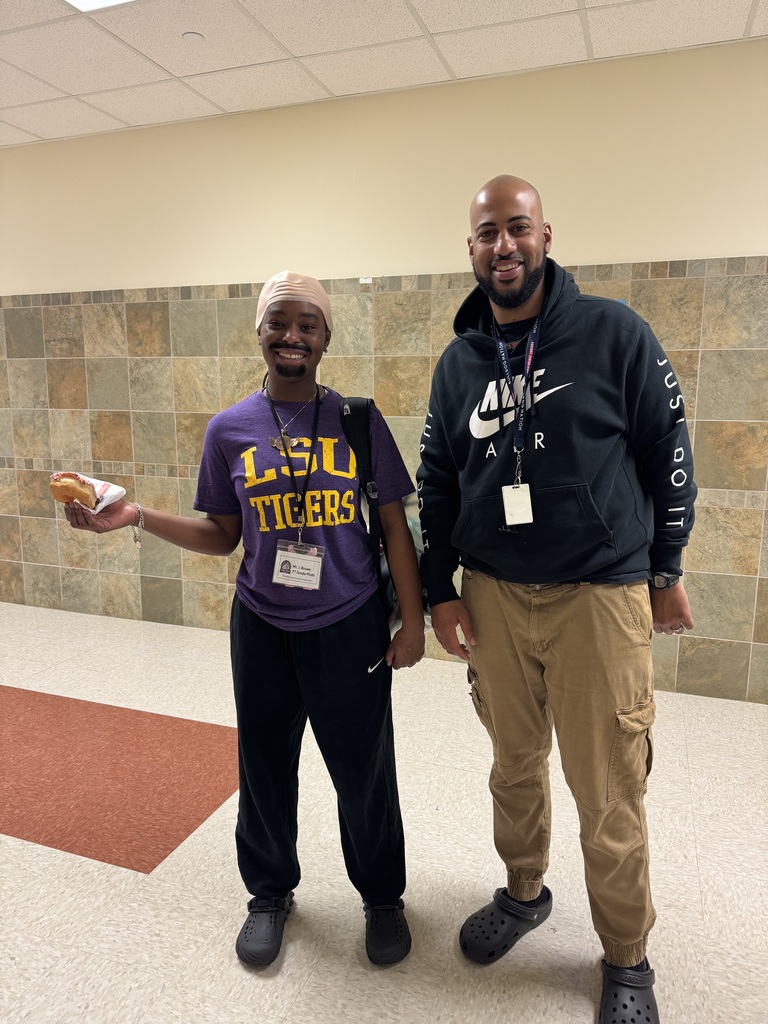 Student dressed as Mr. Brown for student teacher swap day