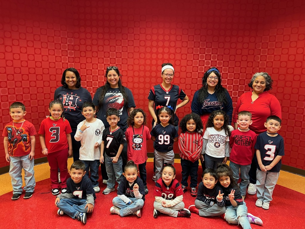 Students and Staff dressed in Texans gear to support the team in the playoffs