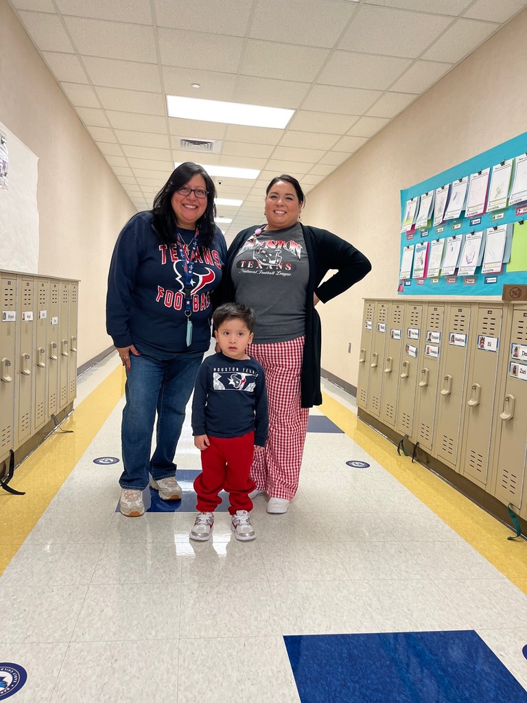 Students and Staff dressed in Texans gear to support the team in the playoffs