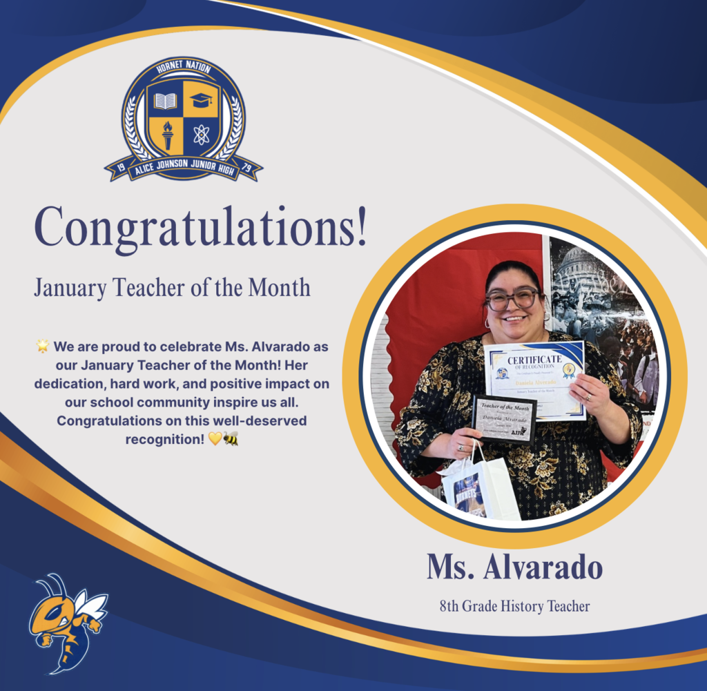 Alvarado- January Teacher of the Month