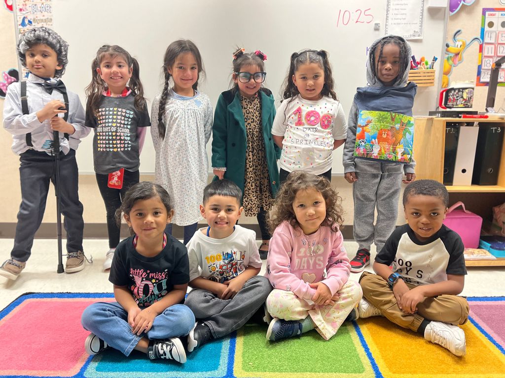 Students dressed up  for 100 days of school