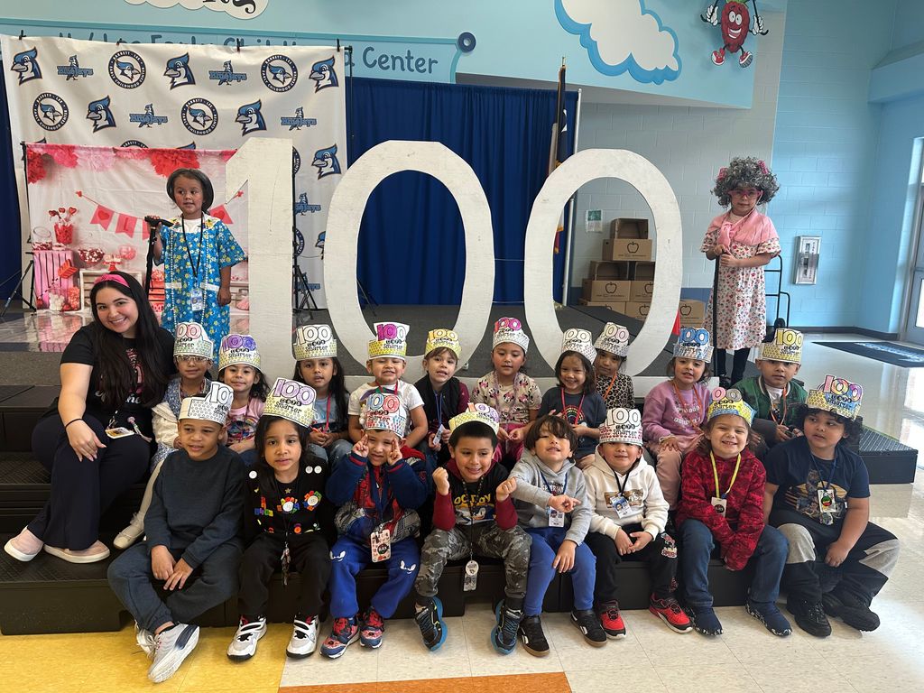 Students amd Staff  dressed up for 100 days of school