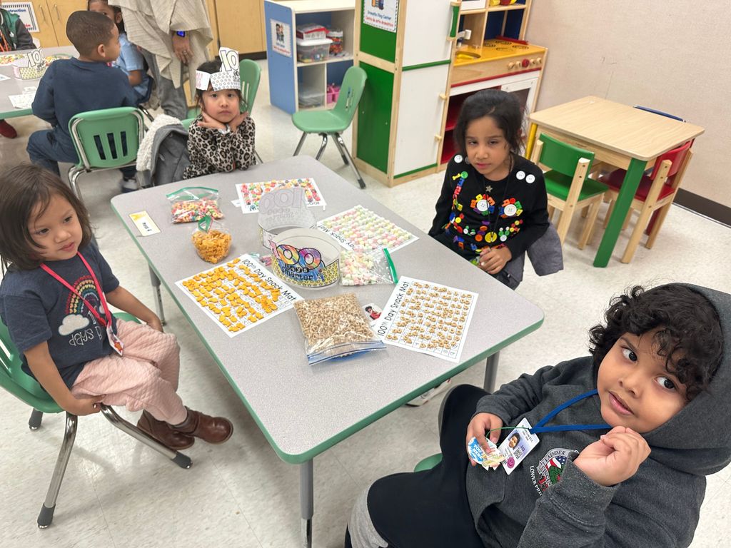 Students participating in 100 days of school activities