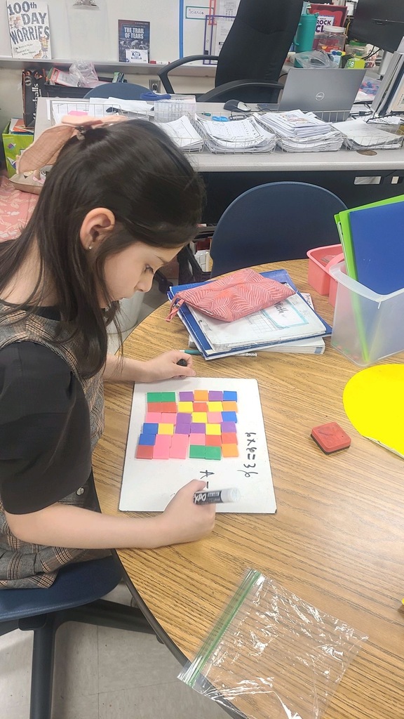 Student working on area in 2nd grade