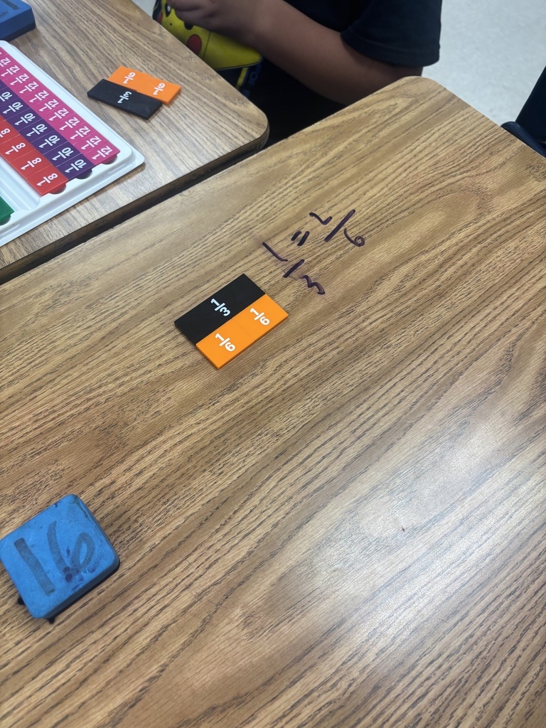 Students using fraction tiles