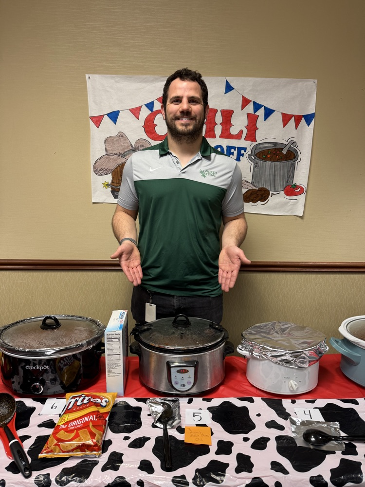 chili cook off teacher presenting chili
