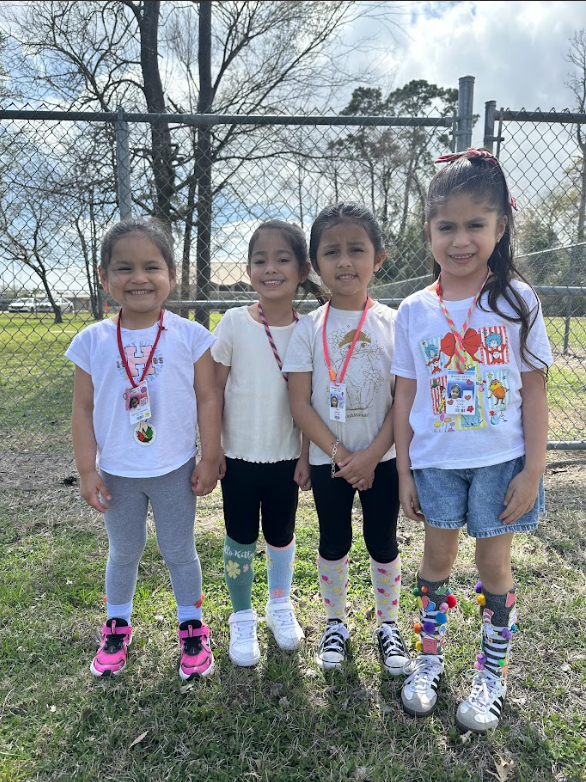 Students and staff wearing crazy socks for Fox in Sox day