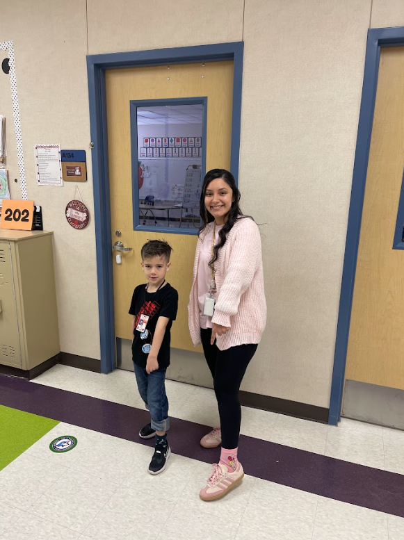 Students and staff wearing crazy socks for Fox in Sox day