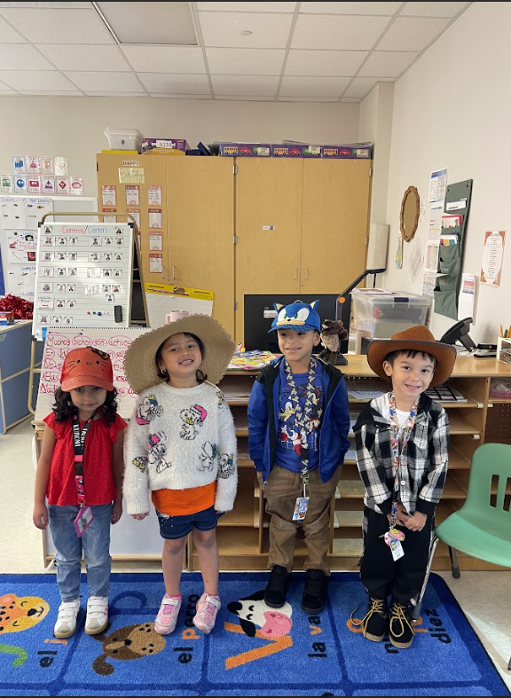 Students wearing their favorite hat for Dr. Seuss Week - Cat in the Hat Day