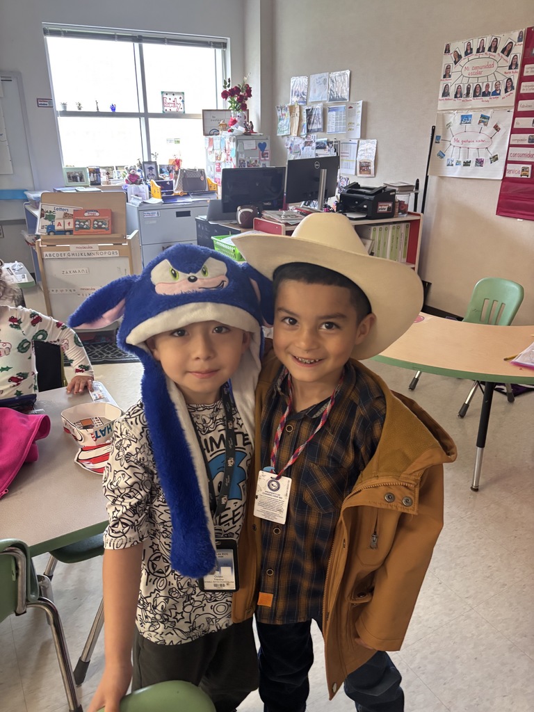 Students wearing their favorite hat for Dr. Seuss Week - Cat in the Hat Day