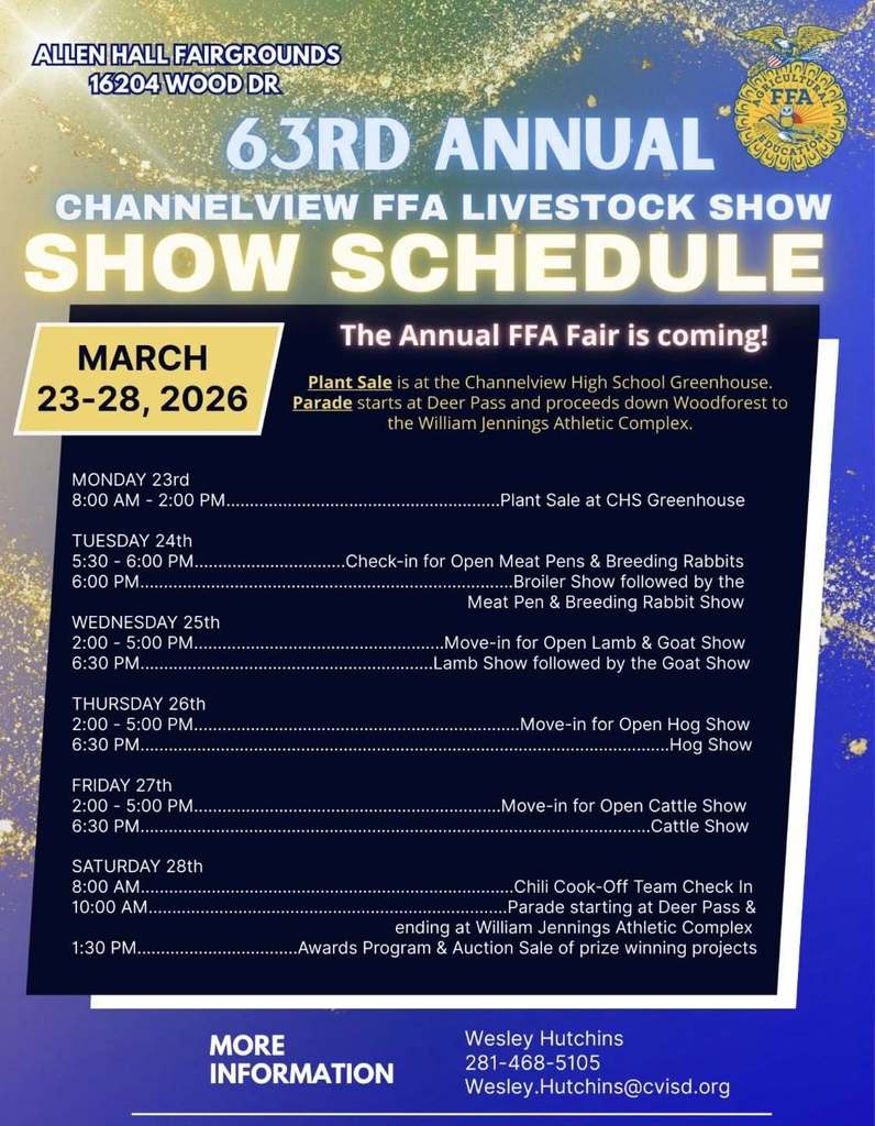 63RD Annual Channelview FFA Livestock show flyer