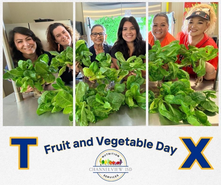 Texas fruit and vegetable day graphic with nutrition dept 
