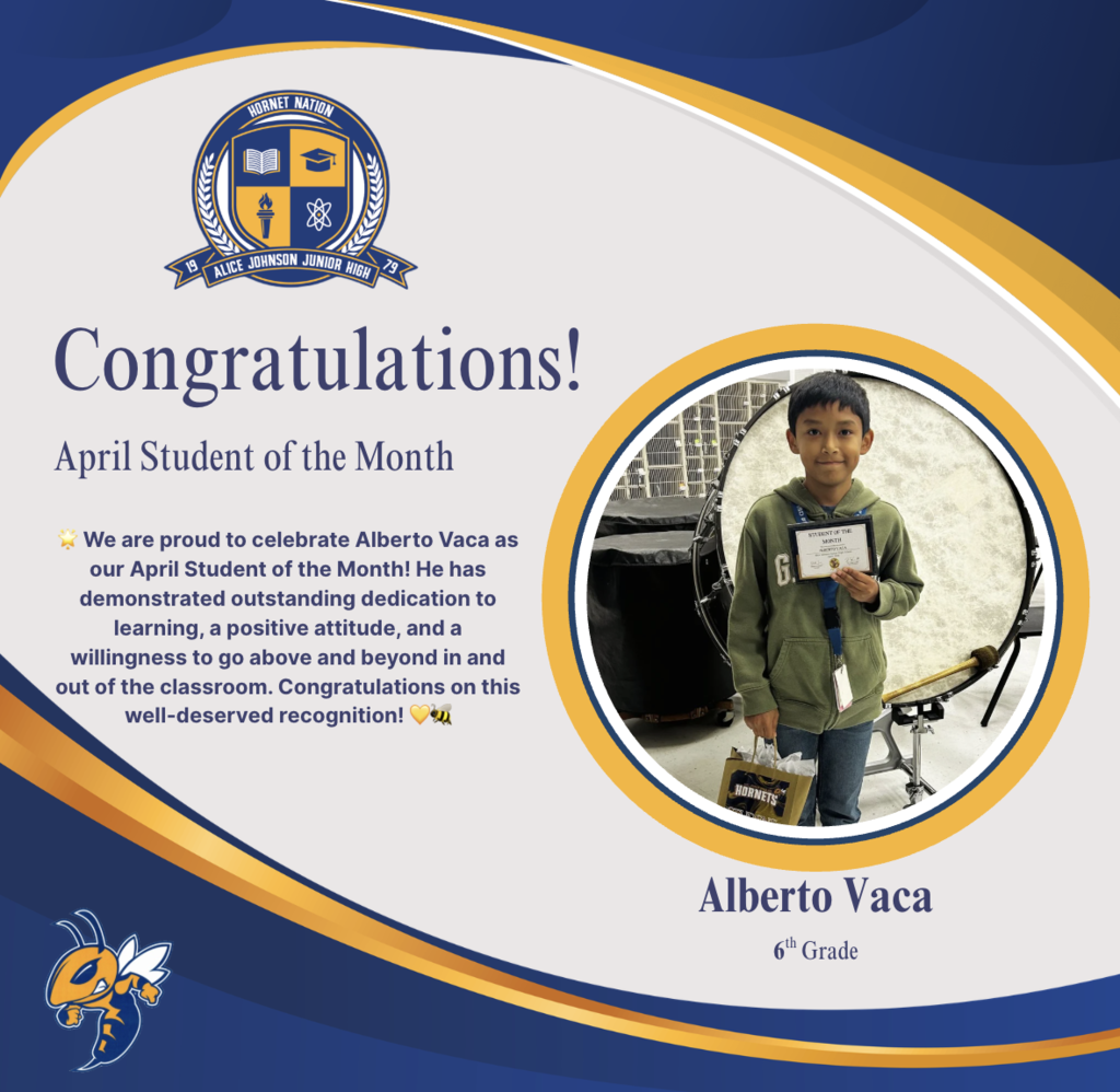 A. Vaca, April Student of the Month