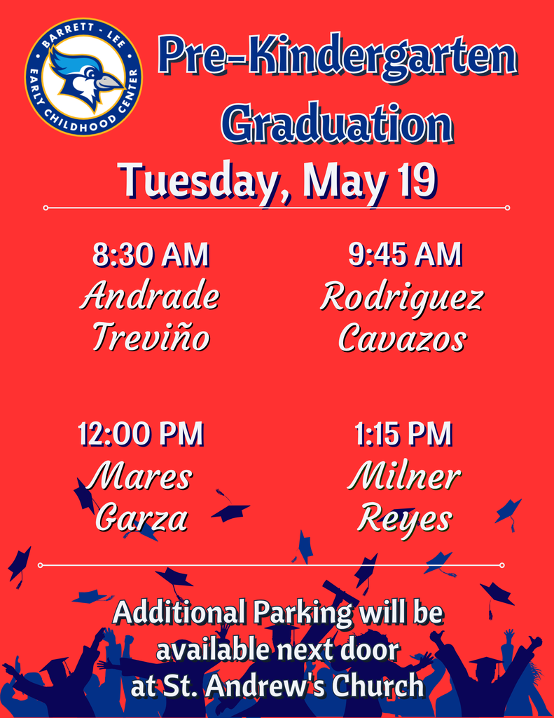 Graduation dates and times for Red Hall in Pre-K