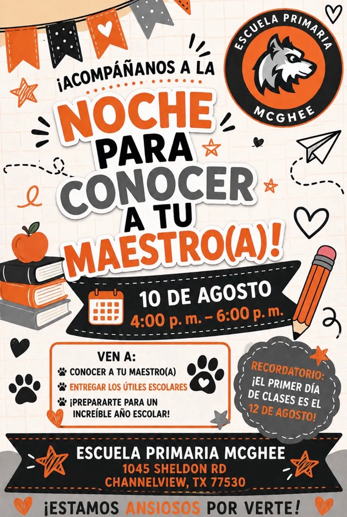 conoce a tu maestro y entrega útiles de 4 p.m - 6 p.m 