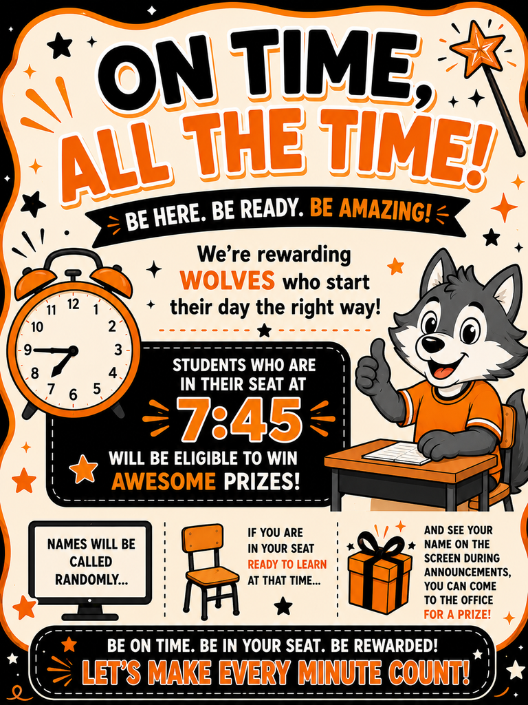 students who are in their seat at 7:45 will be eligible to win an awesome prize! 