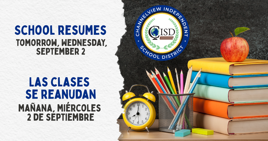 School resumes tomorrow Sept. 2
