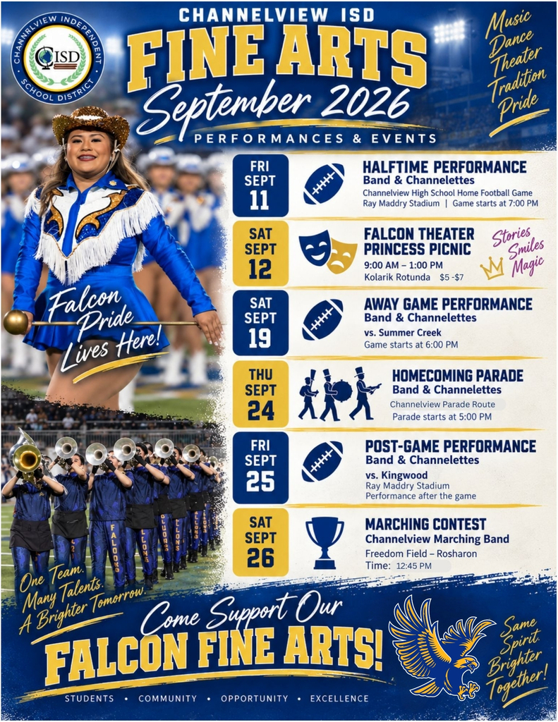 CISD Fine Arts Sept. 2026 Calendar