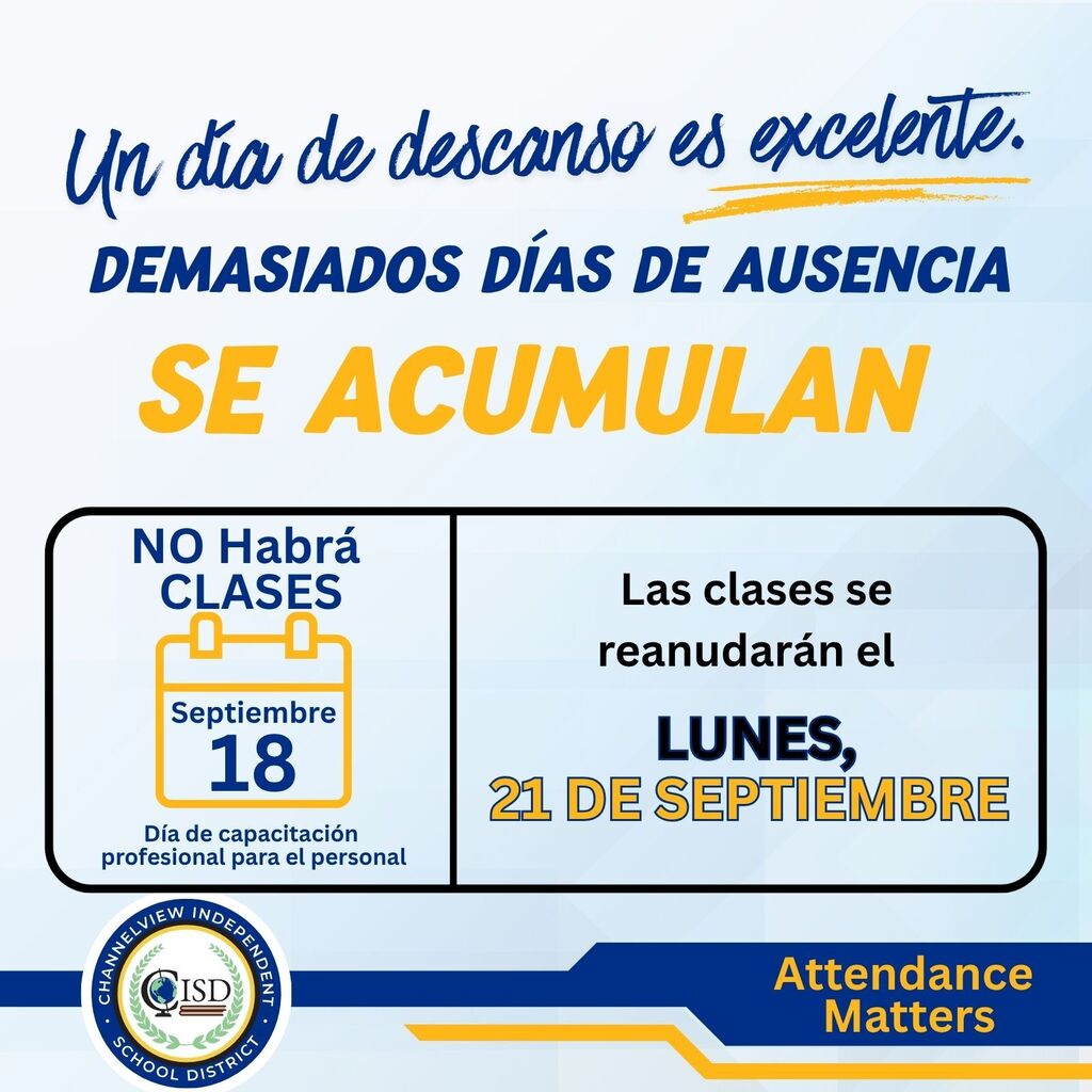 No School September 18_ classes resume 9-21 Spanish graphic