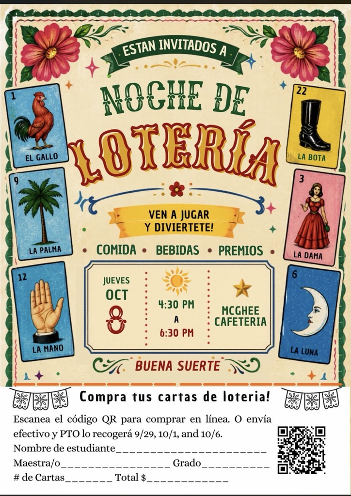 lotería night flyer Spanish