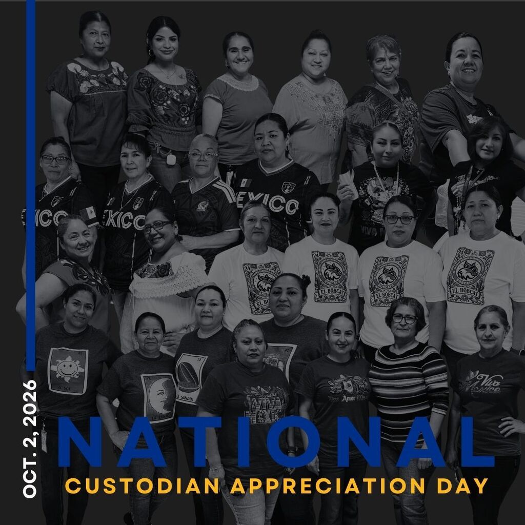 Oct.2, 2026_National Custodian Appreciation Day graphic with a group of CISD custodians