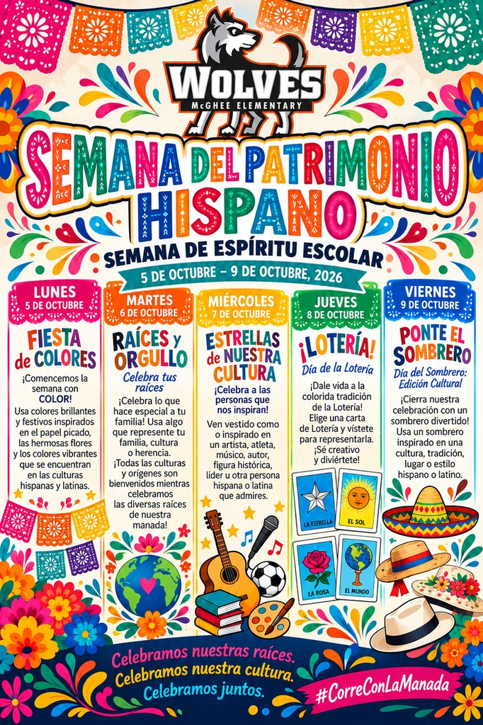 Hispanic heritage week flyer in Spanish