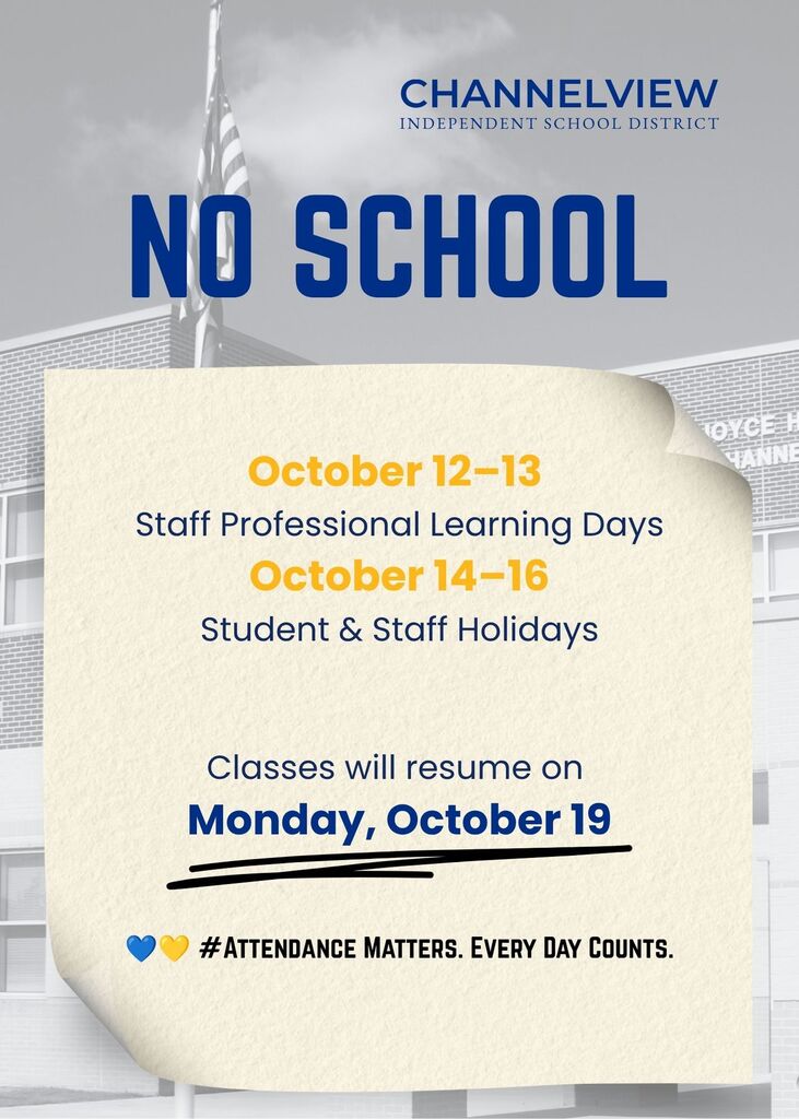 No School October 12-16_ Classes resume 10_19_Attendance Matters_Every Day Counts_English