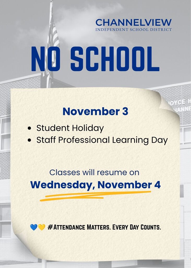No school November 3_Student Holiday_staff PL_Classes will rsume on Wed_Nov. 4