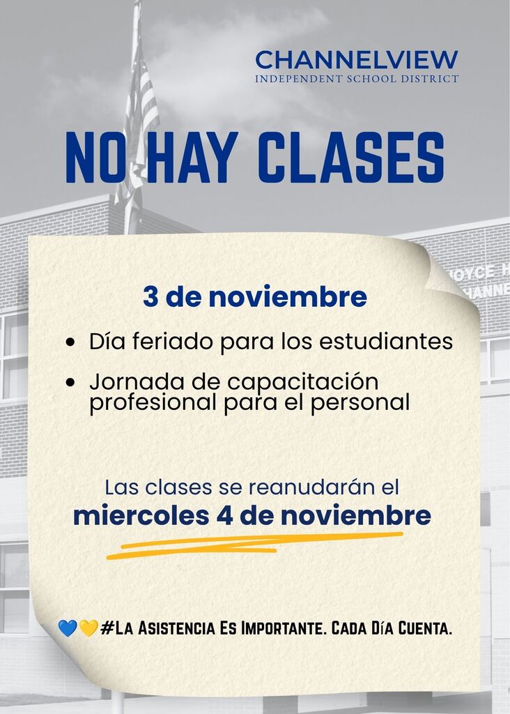 No hay clases_ 3 de nov_ dia feriado para estudiantes_ jornada de capacitacion profesional para el personal. Las clases se reanudaran el miercoles 4 de nov. 