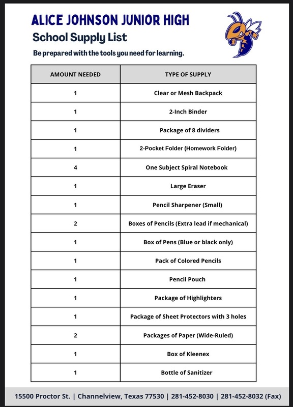 School Supply List